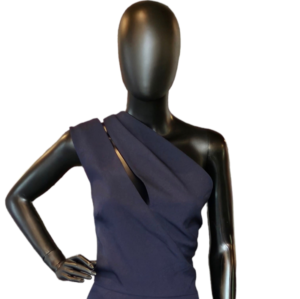 NWOT - Amsale Navy Crepe Formal Gown